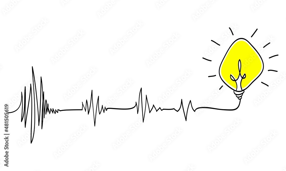 Poster creative bulb on doodle style. the concept of transition from complicated to simple with bulb lamp. 
