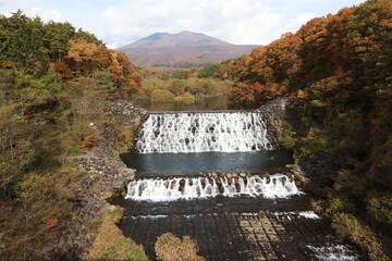 《宮城県・七ヶ宿町》やまびこ吊り橋の空撮