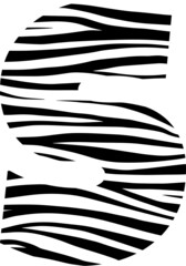 Simple Alphabet S with zebra pattern icon.