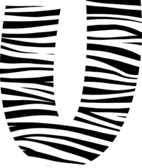 Simple Alphabet U with zebra pattern icon.