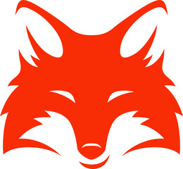 Head of Orange Fox Simple Flat Logo Design