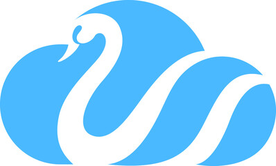 Cloud Icon with the Shape of a Swan Inside 