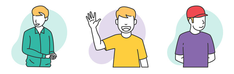 people gesture illustration set with modern style