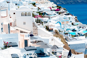greece, santorini, greek, travel, mediterranean, europe, architecture, vacation, view, building, island, traditional, white, blue, cyclades, oia, aegean, beautiful, summer, tourism, sea, landscape, vi