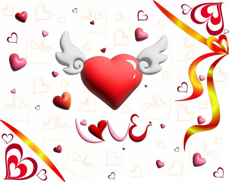 Love letter on Valentine's Day Flying to your Heart