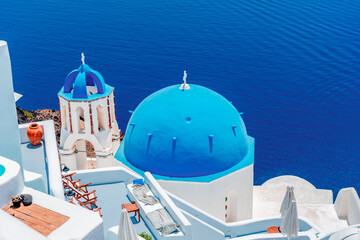 Church in Oia on Santorini island, Greece - obrazy, fototapety, plakaty