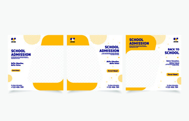 School admission social media post banner design. back to school social media post banner design set.