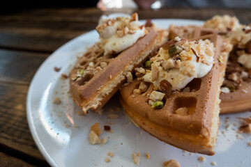 delicious waffle on a dish