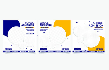 School admission social media post banner design. back to school social media post banner design set. - obrazy, fototapety, plakaty