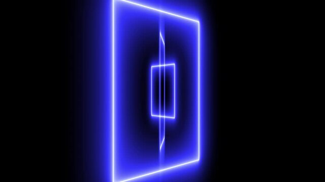 青色　四角形　箱　ネオン　光る　電気　アニメーション　モーショングラフィックス