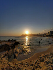 sunset on the beach. ipanema. Rio de janeiro - Brazil