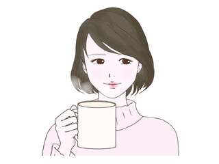 冬服の女性_マグカップ②横目