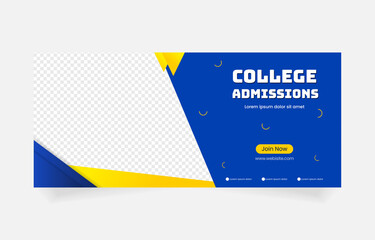 School Admission Facebook Cover and Web Banner Template, Back to School Social Media Cover Template 