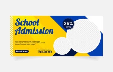 School Admission Facebook Cover and Web Banner Template, Back to School Social Media Cover Template 
