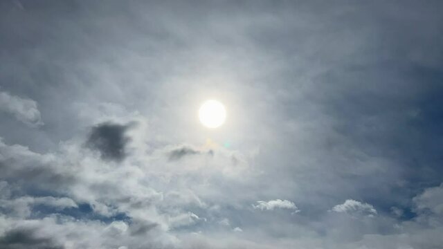 曇った太陽と怪しい雲のタイムラプス