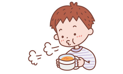 スープをフーフーする子ども