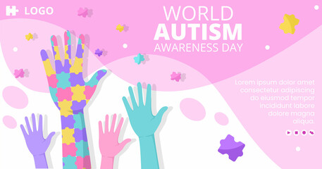 Fototapeta na wymiar World Autism Awareness Day Post Template Flat Illustration Editable of Square Background Suitable for Social media or Greetings Card