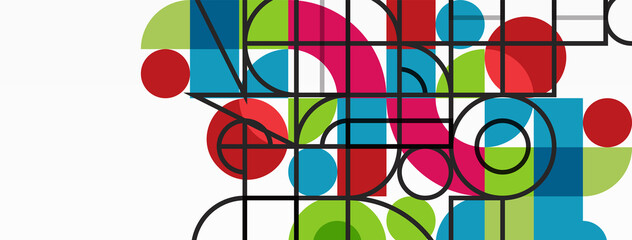 Fototapeta premium Minimal geometric abstract background. Circle square and triangle design. Trendy techno business template for wallpaper, banner, background or landing