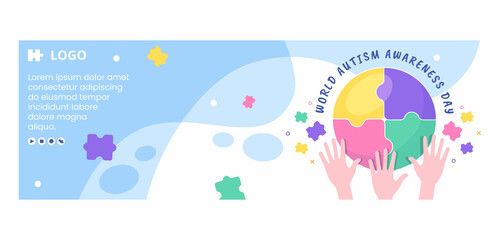World Autism Awareness Day Cover Template Flat Illustration Editable of Square Background Suitable for Social media or Greetings Card