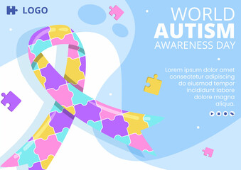 Fototapeta premium World Autism Awareness Day Brochure Template Flat Illustration Editable of Square Background Suitable for Social media or Greetings Card