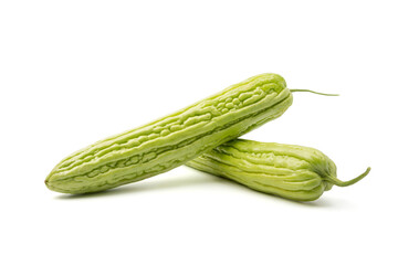 Fresh bitter gourd. isolated on white background.