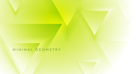 Green yellow geometric tech background with glossy triangles. Vector design