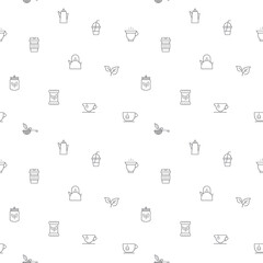Seamless pattern with tea and drink icon on white background. Included the icons as star anise, infusion bags, tea strainer, green tea, nature, herbal, rooibos And Other Elements.