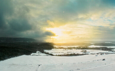 Winter sunset on the countryside