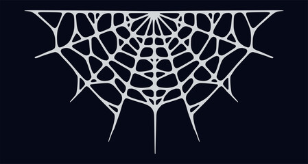 Spider web isolated on black background. Spooky Halloween cobweb. Handrawn vector illustration