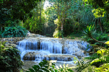 Kao fu waterfall Beautiful waterfall in jungle forest ,Tham pha tai NationalPark,Lampang,Thailand