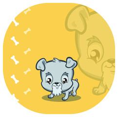 cute and adorable happy gray schnauzer puppy cartoon