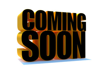 3D Coming Soon text on white background