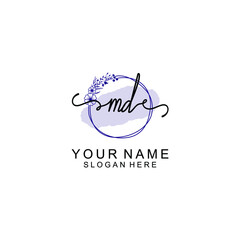 Initial MD beauty monogram and elegant logo design  handwriting logo of initial signature