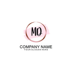 MD Initial handwriting logo vector. Hand lettering for designs