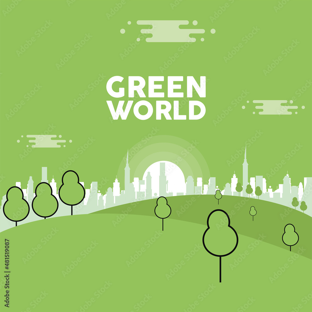 Poster green world landscape