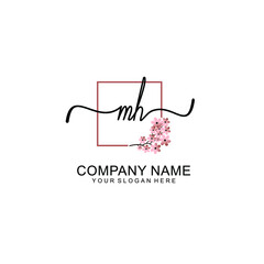 Initial MH beauty monogram and elegant logo design  handwriting logo of initial signature