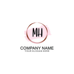 MH Initial handwriting logo vector. Hand lettering for designs