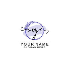 Initial MJ beauty monogram and elegant logo design  handwriting logo of initial signature