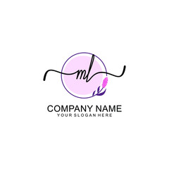 Initial ML beauty monogram and elegant logo design  handwriting logo of initial signature