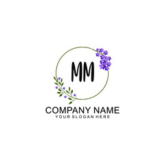 MM Initial handwriting logo vector. Hand lettering for designs