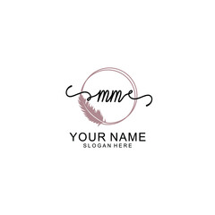 Initial MM beauty monogram and elegant logo design  handwriting logo of initial signature