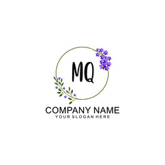 MQ Initial handwriting logo vector. Hand lettering for designs