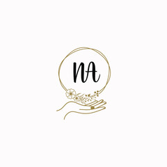 NA initial hand drawn wedding monogram logos