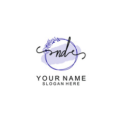 Initial ND beauty monogram and elegant logo design  handwriting logo of initial signature