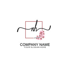 Initial NH beauty monogram and elegant logo design  handwriting logo of initial signature