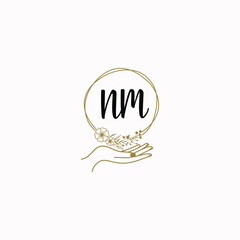 NM initial hand drawn wedding monogram logos