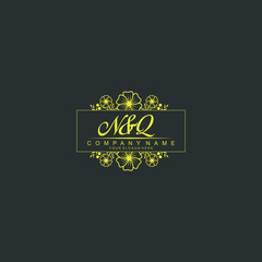 NQ Initial handwriting logo vector. Hand lettering for designs