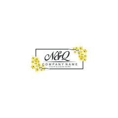NQ Initial handwriting logo vector. Hand lettering for designs