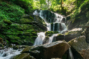 Shypit waterfall in the Carpathians forest