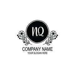 NQ initial hand drawn wedding monogram logos